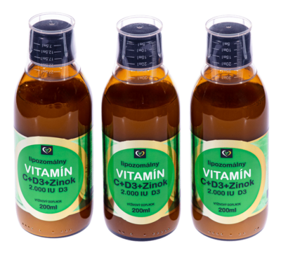 60-dňové balenie 3x Zdravý svet lipozomálny vitamín C + Zinok + D3